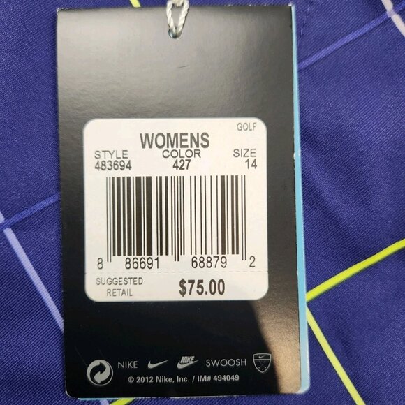 Womens Nike Dri Fit size 14 Tour Performance Plaid Flat Front Golf Shorts NEW - Picture 10 of 11